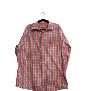 Peter Millar Mens Plaid Button Down Shirt Extra Extra Large 100 Cotton Pink Blue